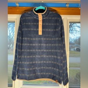 LIV Outdoor Men’s Navy Blue and Tan Micro Fleece Pullover Size Large